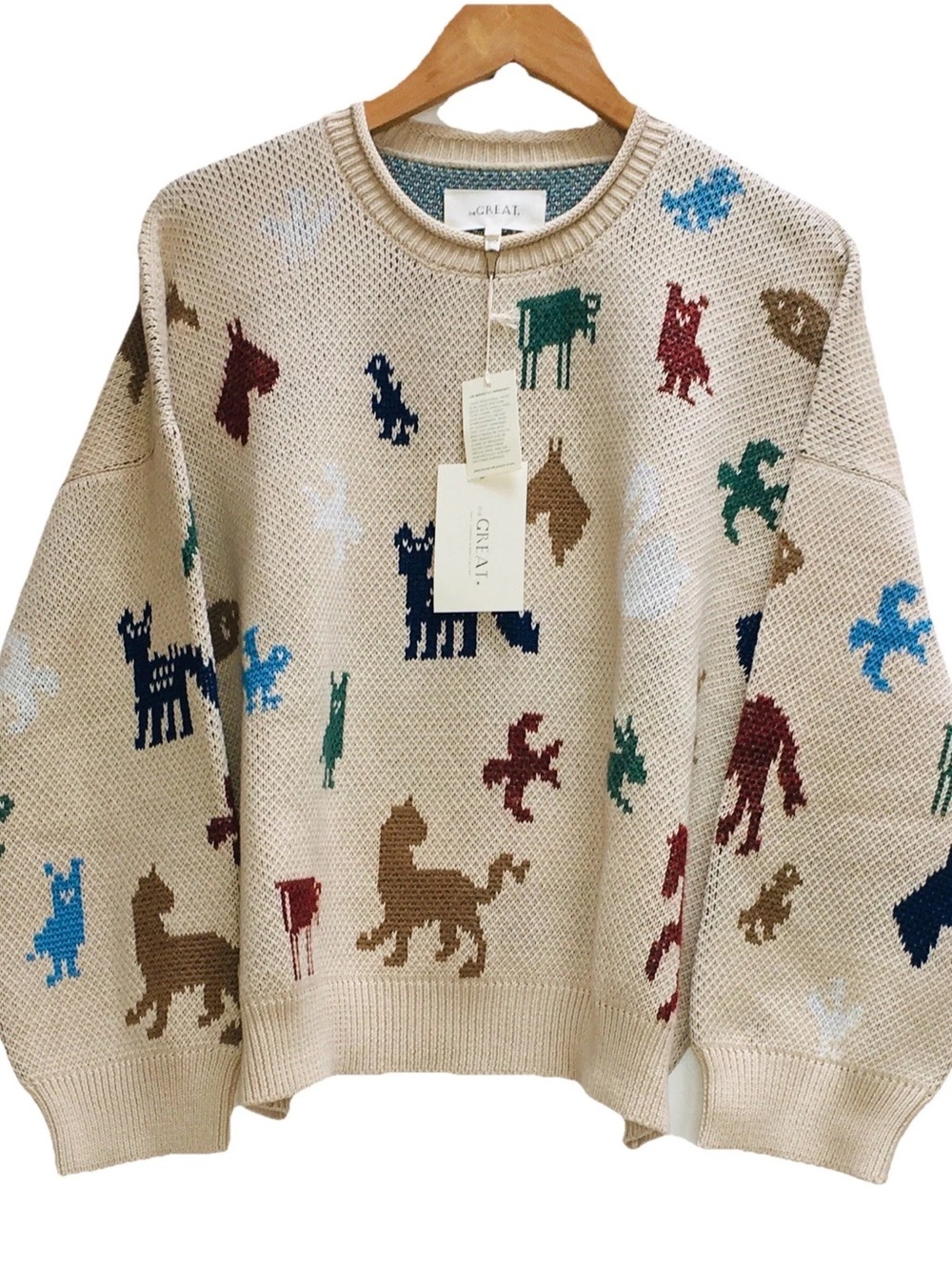 The Great. Pictograph Roll Neck Pullover Sweater Cream NWT Size 2 $395. - Picture 3 of 9